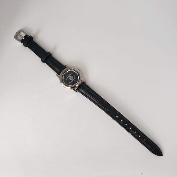 Rhinestone Crystal Embellished Dial Crocodile Leather Band Wrist Watch main image 8